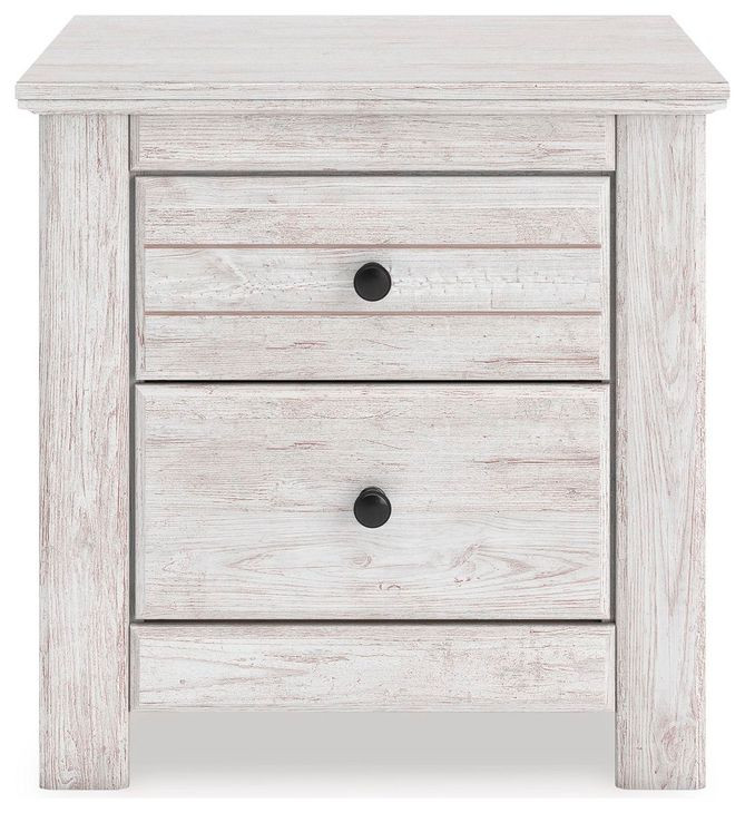 Allihauser Whitewash 2 Drawer Nightstand with USB Charging