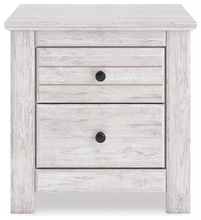Fenderport Whitewash 2 Drawer Nightstand with USB Charging