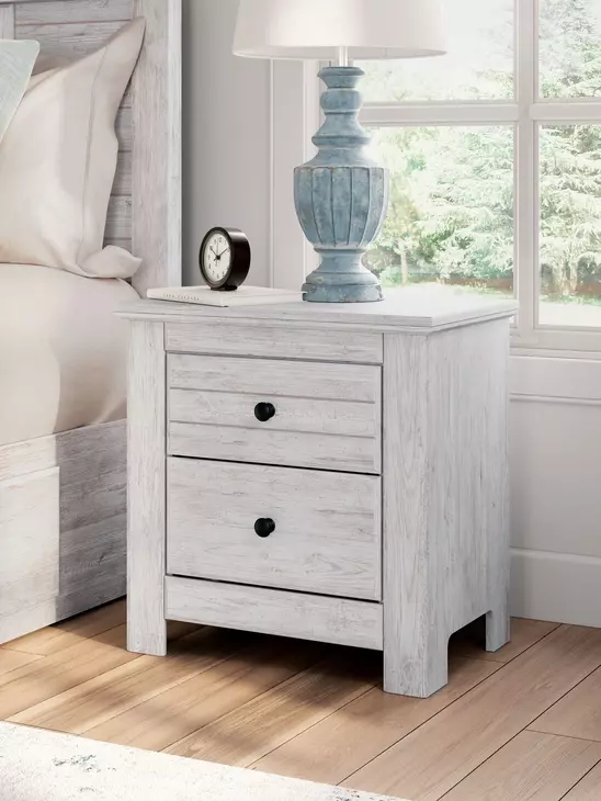 Fenderport Whitewash 2 Drawer Nightstand with USB Charging