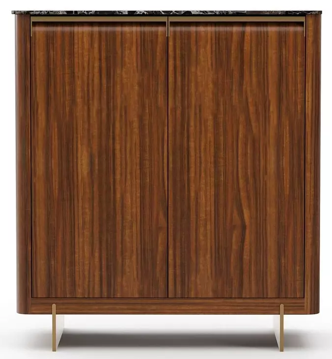 Altura Smoked Walnut and Champagne Gold 2 Door Stone Top Hall Chest