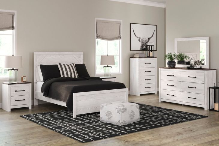 Gerridan White and Gray 6 Drawer Dresser with Rectangular Mirror