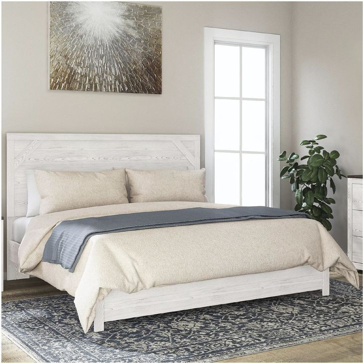 Gerridan White And Gray King Panel Bed