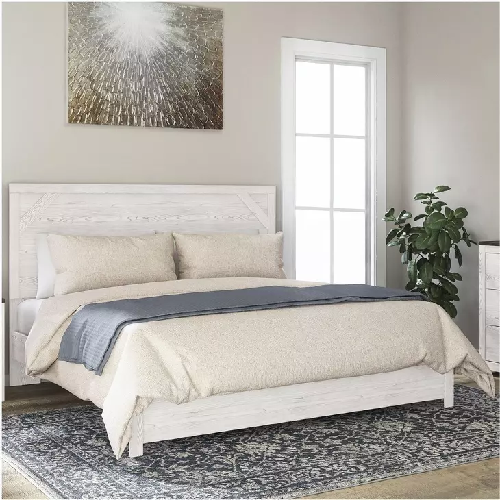 Gerridan White And Gray King Panel Bed