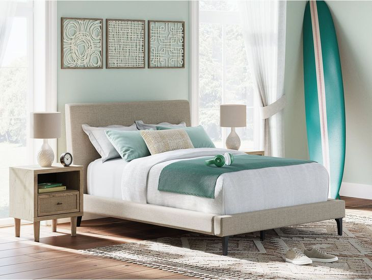 Cielden Soft Gray Full Upholstered Panel Bed