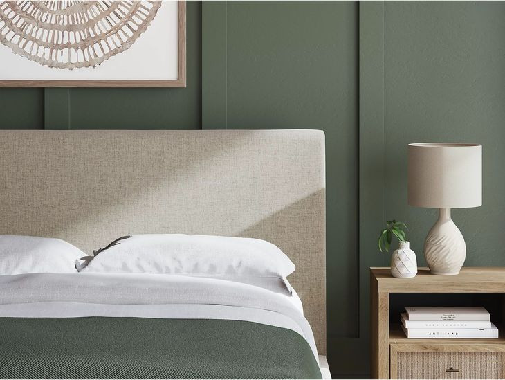 Cielden Soft Gray Queen Upholstered Panel Bed