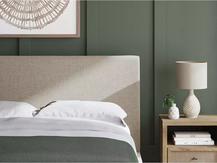 Cielden Soft Gray Queen Upholstered Panel Bed