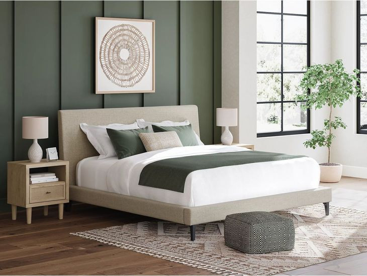 Cielden Soft Gray King Upholstered Panel Bed