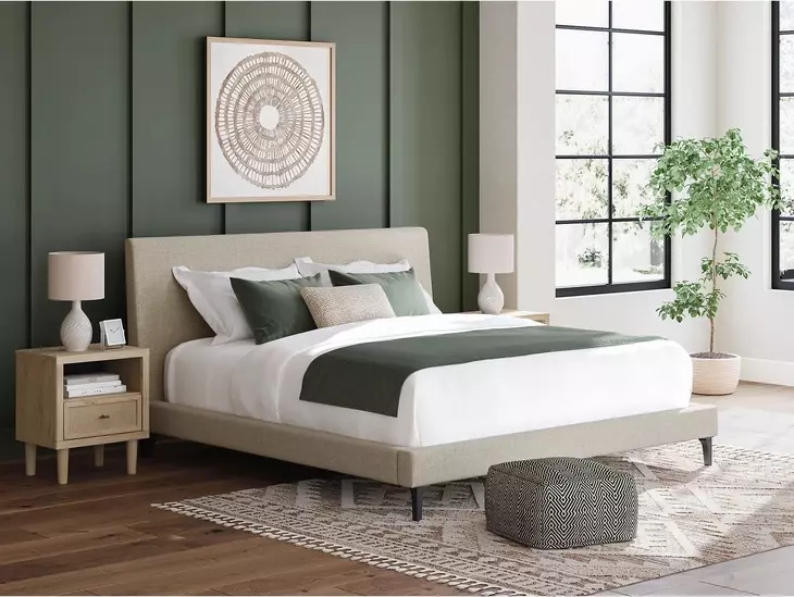 Cielden Soft Gray King Upholstered Panel Bed