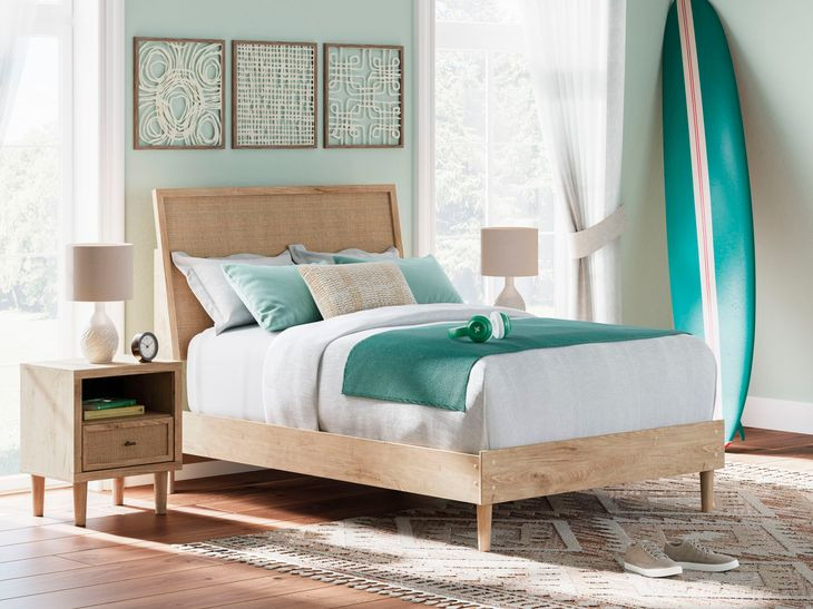 Cielden Brown and Beige Full Panel Headboard