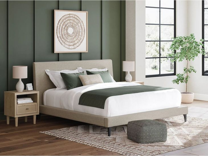 Cielden Soft Gray California King Upholstered Panel Bed