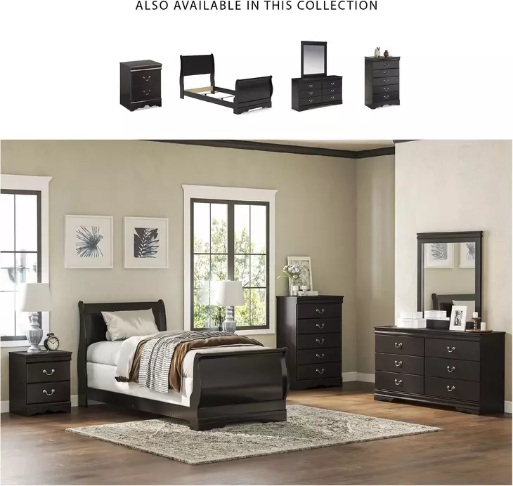 Huey Vineyard Black Twin Sleigh Bed