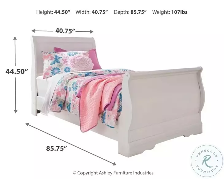 ALyssaAliassafari様　21.2 Anarasia White Youth Sleigh Bedroom Set from Ashley