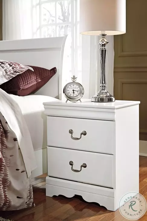 Anarasia White 2 Drawer Nightstand