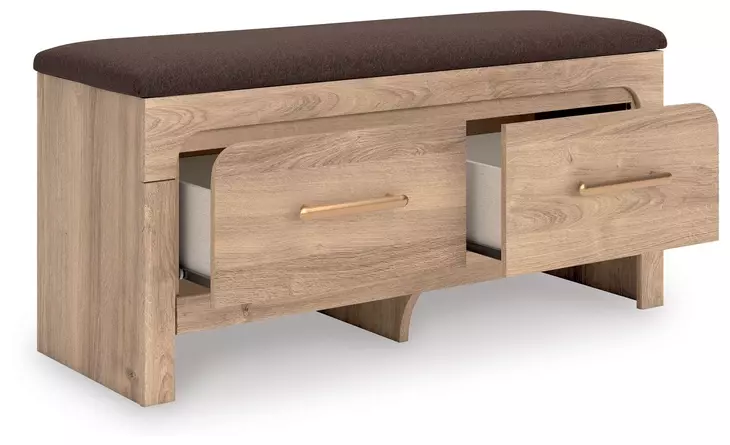 Hollymount Tan and Brown Upholstered Panel Bedroom Set with LED