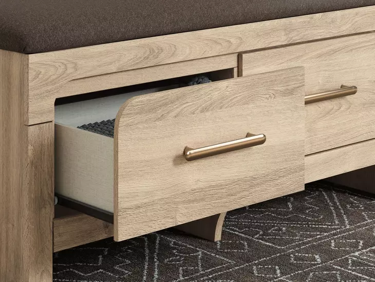 Hollymount Brown Upholstered Storage Bed Bench