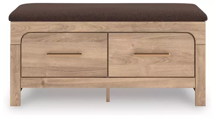 Hollymount Brown Upholstered Storage Bed Bench