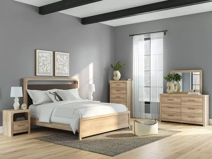 Hollymount Tan 1 Drawer Nightstand with USB Charging