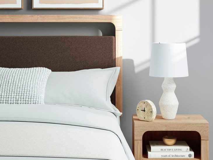 Prandefort Tan and Brown Queen Upholstered Panel Headboard with LED