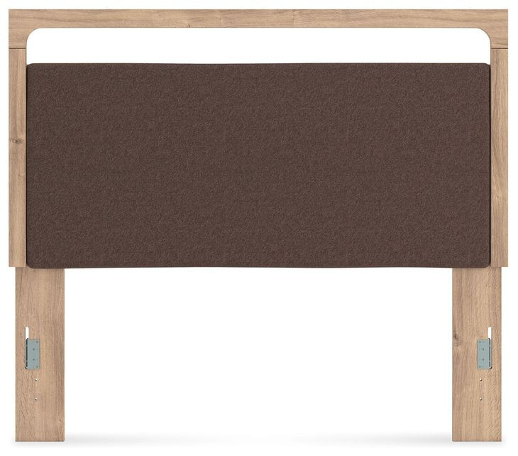 Prandefort Tan and Brown Queen Upholstered Panel Headboard with LED