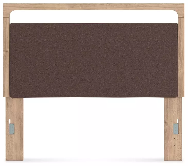 Hollymount Tan and Brown Queen Upholstered Panel Headboard with LED
