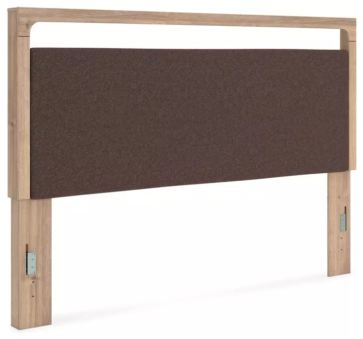 Hollymount Tan and Brown King Upholstered Panel Headboard with LED