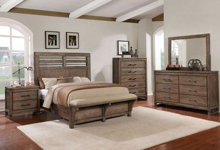 B00149 Brown 2 Drawer Nightstand with USB Charging and LED