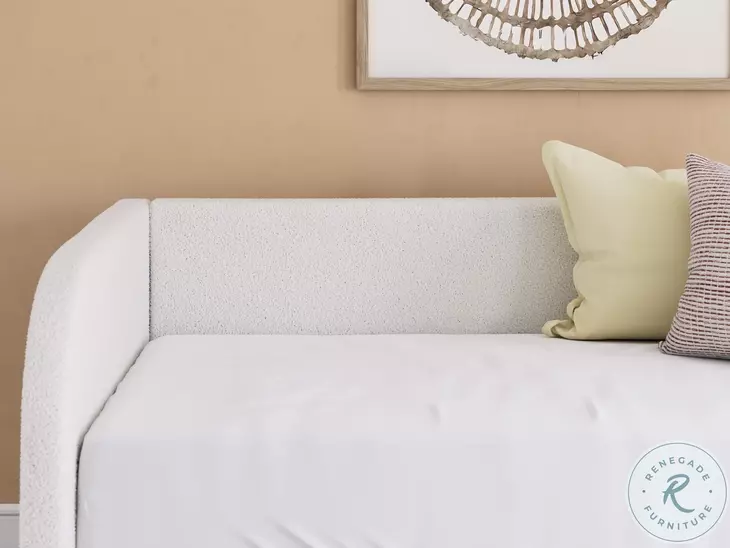 Shapella Tan And White Twin Upholstered Daybed with Storage