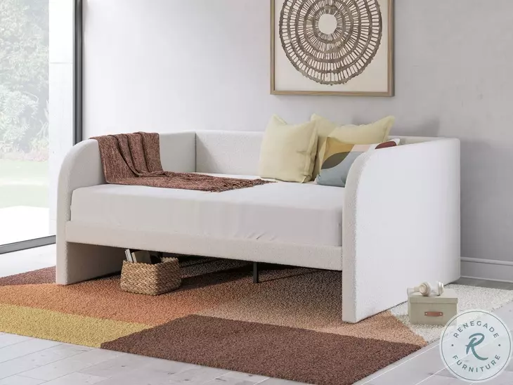 Shapella Tan And White Full Upholstered Daybed