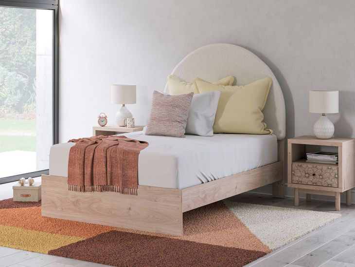 Birkmore Brown and White Full Upholstered Panel Headboard