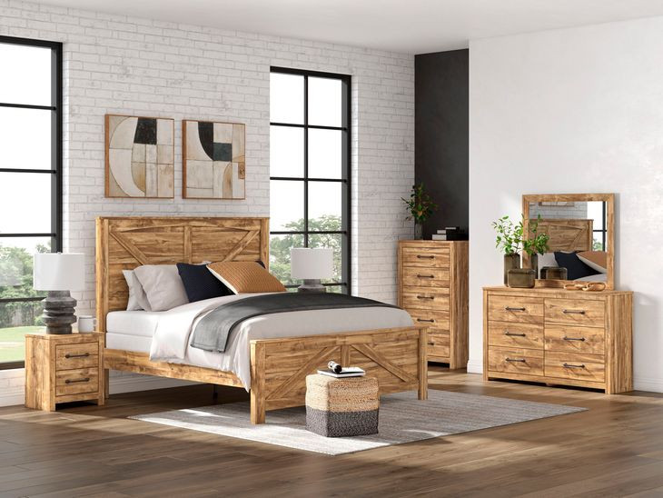 Hastiport Brown King Crossbuck Panel Bed