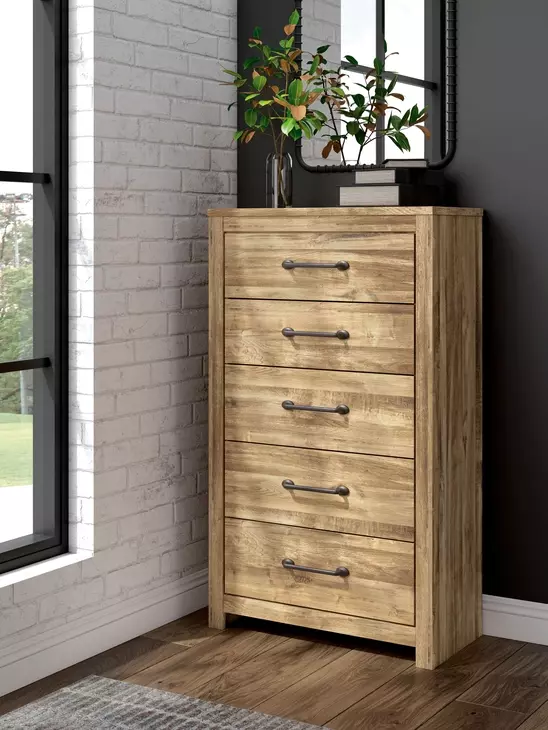 Branstony Golden Rustic 5 Drawer Chest