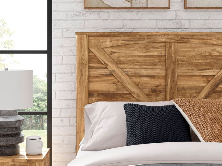 Hastiport Brown Queen Crossbuck Panel Bed