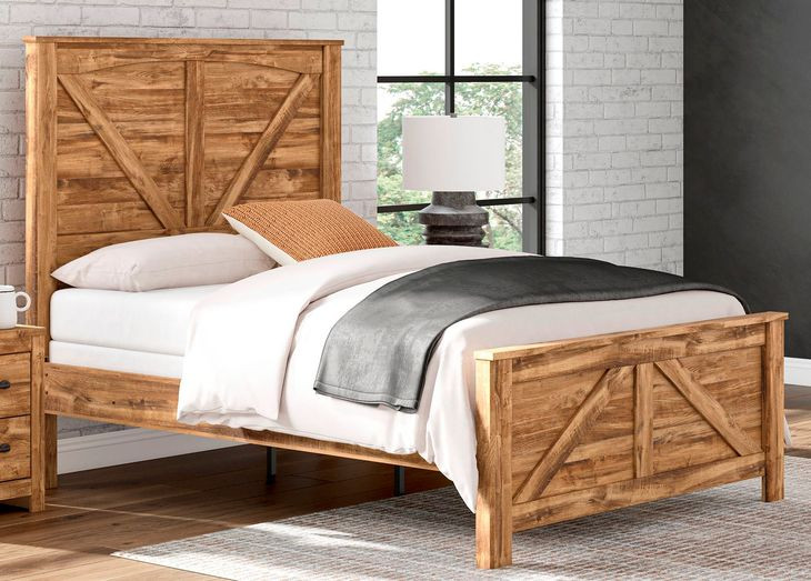 Hastiport Brown Queen Crossbuck Panel Bed