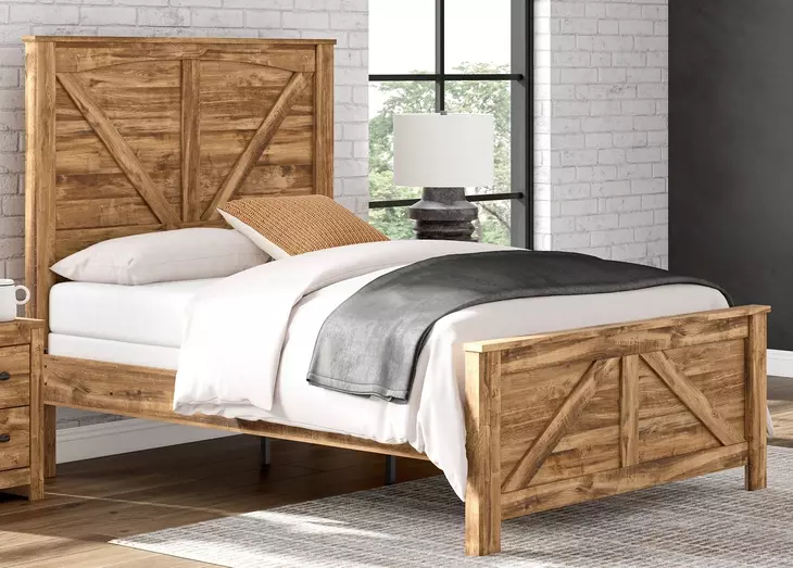 Hastiport Brown Queen Crossbuck Panel Bed
