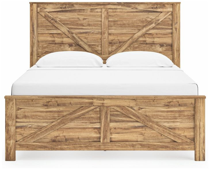 Hastiport Brown King Crossbuck Panel Bed