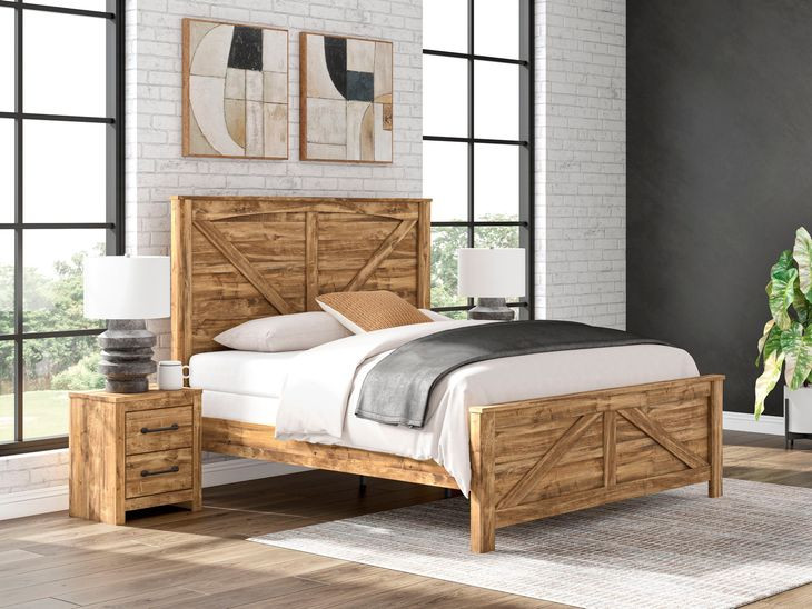 Hastiport Brown King Crossbuck Panel Bed