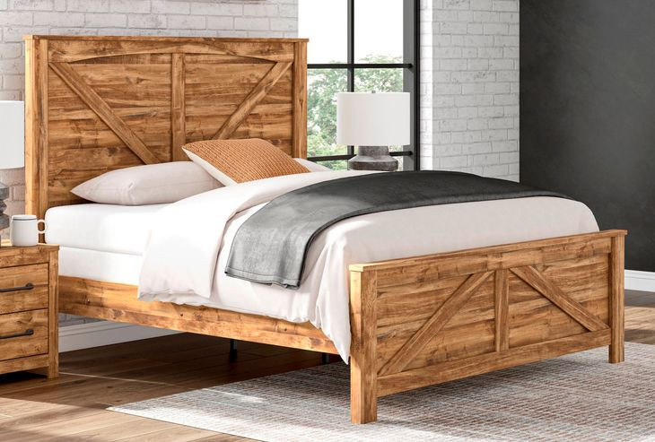 Hastiport Brown King Crossbuck Panel Bed
