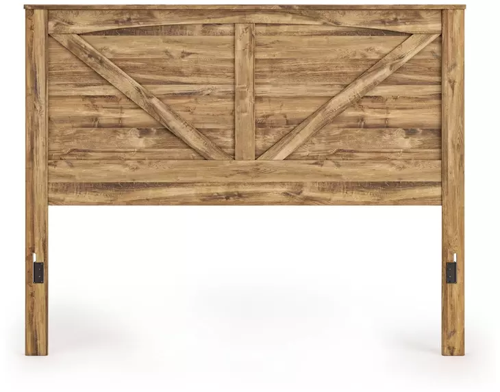 Branstony Golden Rustic King Crossbuck Panel Headboard