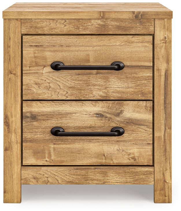 Hastiport Brown 2 Drawer Nightstand with USB Charging