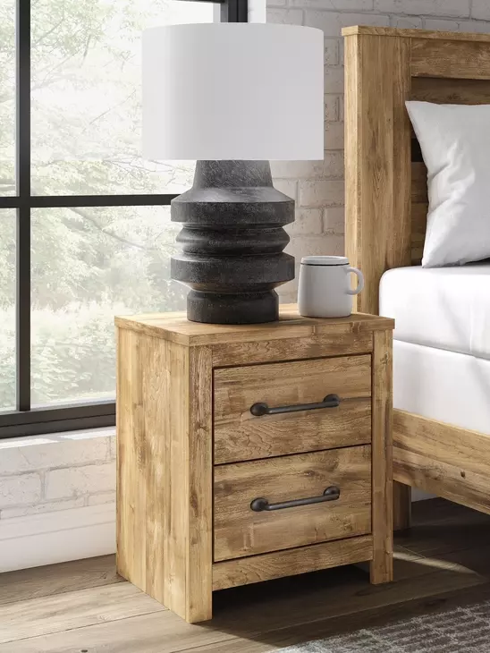 Hastiport Brown 2 Drawer Nightstand with USB Charging