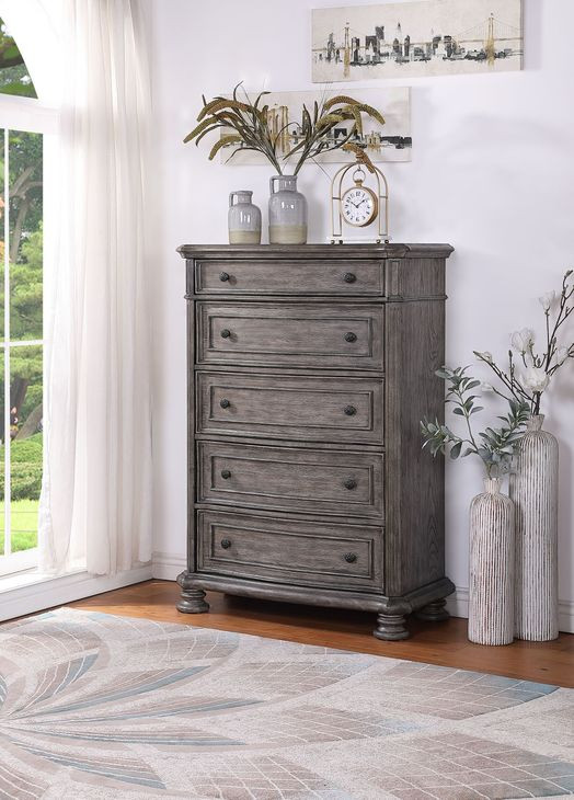 B01623 Gray 5 Drawer Chest
