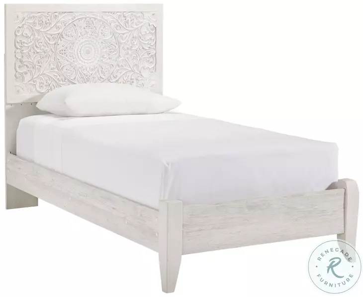Paxberry Whitewash Twin Panel Bed from Ashley | Coleman Furniture