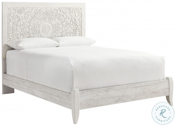 Paxberry Whitewash Queen Panel Bed from Ashley | Coleman Furniture