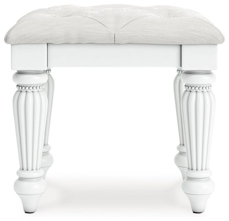 Trindura White Upholstered Vanity Stool