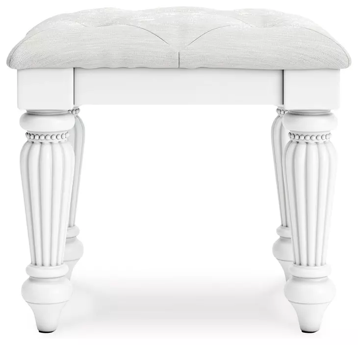 Maylilly White Upholstered Vanity Stool