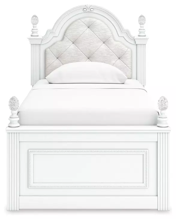 Maylilly Light Gray Youth Upholstered Storage Panel Bedroom Set with LED