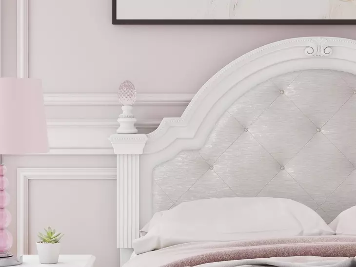 Maylilly Light Gray and White Full Upholstered Storage Panel Bed with LED