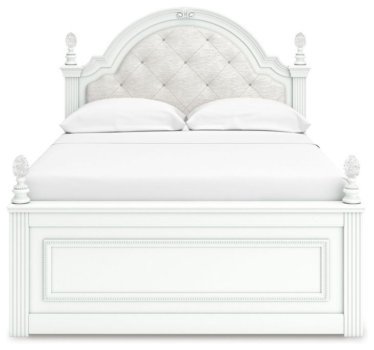 Trindura Light Gray Full Upholstered Storage Panel Bed with LED