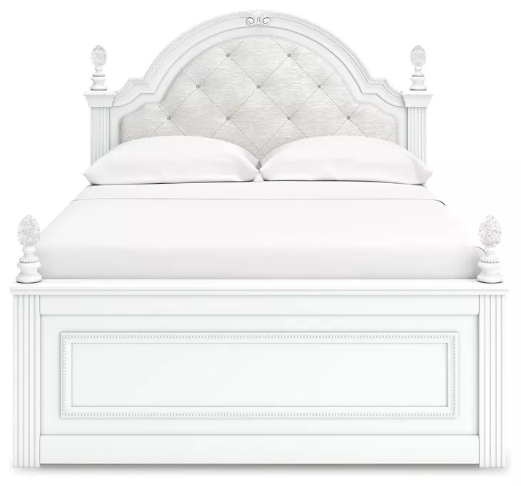 Maylilly Light Gray Full Upholstered Storage Panel Bed with LED