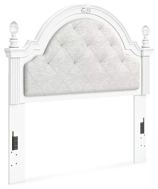 Maylilly White and Gray Full Upholstered Panel Headboard with LED